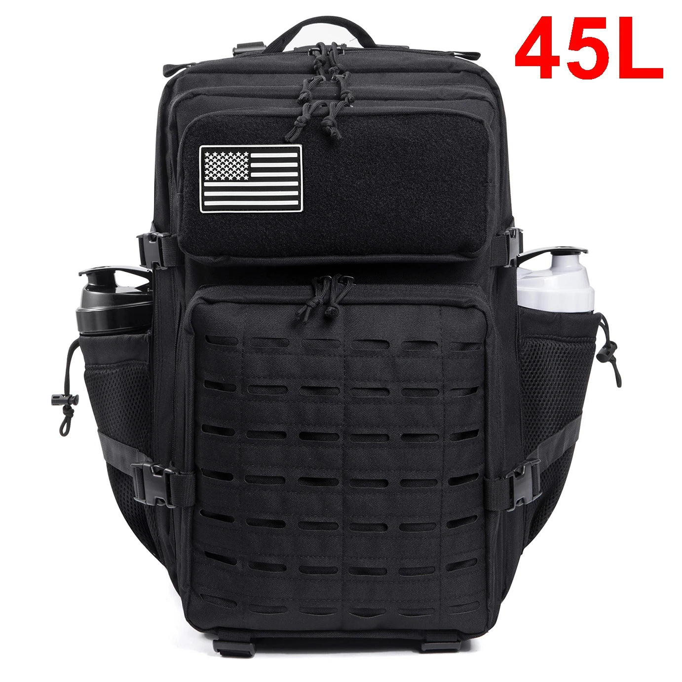 QT&QY 25L GYM Tactical Backpacks for Men  Survival Laser Cut Molle Daypack Small Bug Out Bag Gym Rucksack with Dual Cup Holders