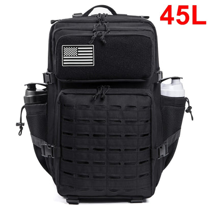 QT&QY 25L GYM Tactical Backpacks for Men  Survival Laser Cut Molle Daypack Small Bug Out Bag Gym Rucksack with Dual Cup Holders