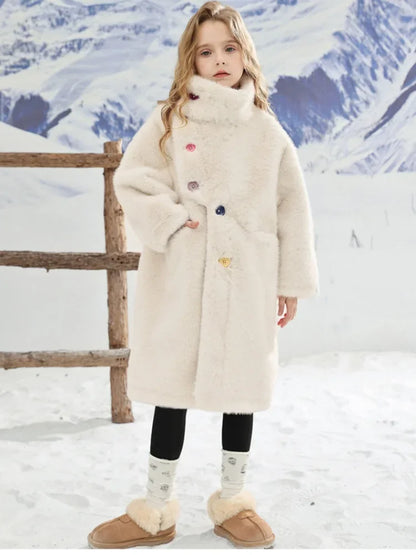Girl's Fur Coat Medium Long Fur Integrated Coat 2024 Winter New Children's Faux Mink Fur Sweater
