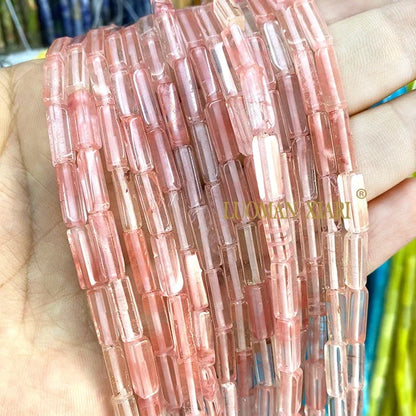 4x13mm Square Natural Stone Light Lavender Chalcedony Loose Spacer Beads for Jewelry Making Diy Bracelet Charms Accessories