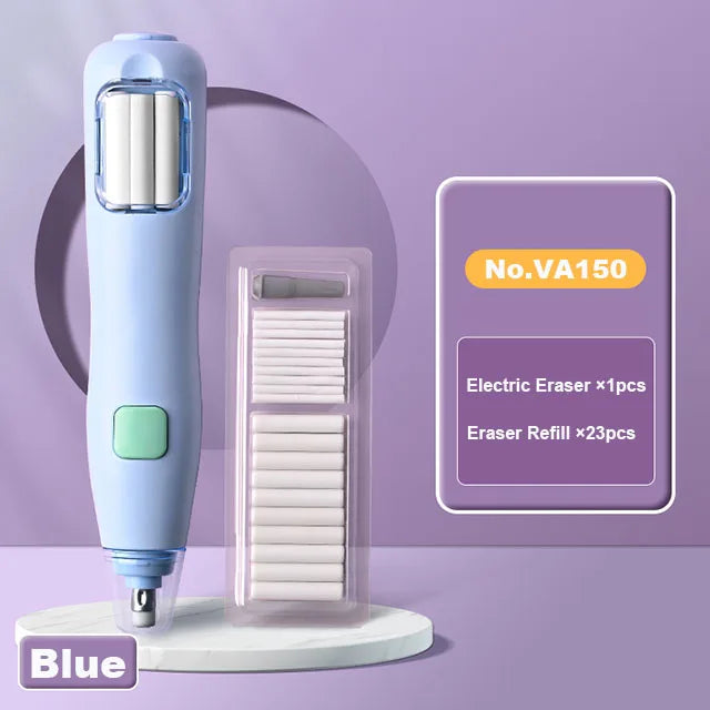 Deli Electric Rubber Pen Automatic Eraser with Erasers Refills Battery Power for Kids Sketch Drawing Erasing Stationery Supplies