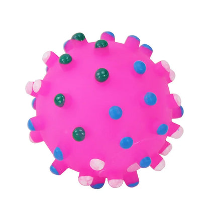 Round Dog Ball Toy Durable Puppy Training Ball Decompression Display Mold Squeaky Interactive Training Spike Ball Sounding Toy