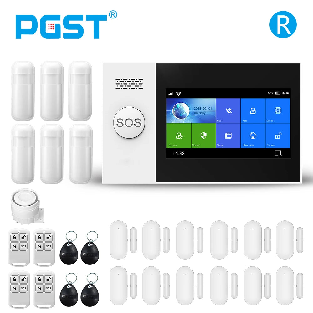 PGST PG-107 Tuya Wireless Home WIFI GSM Home Security With Motion Detector Sensor Burglar Alarm System APP Control Support Alexa