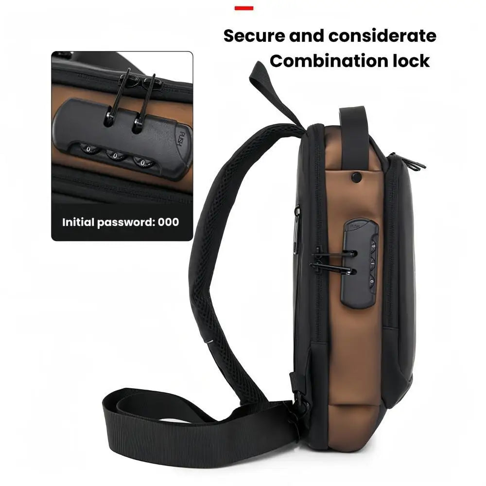 Men's anti-theft chest bag, fashionable motorcycle and casual sports sloping backpack, durable Oxford fabric
