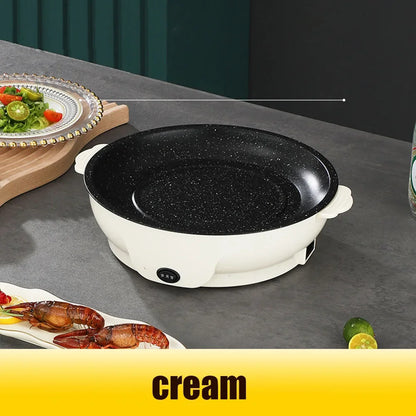 220V Multifunction Electric Frying Pan Skillet Non-Sticky Grill Fry Baking Roast Pan Cooker Steak Barbecue Cooking Kitchen Tool