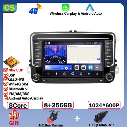 Android 14 Car Radio Carplay For VW Volkswagen Skoda Octavia Golf 5 6 Touran Passat B6 Polo Jetta CarPlay Auto Navigation Stereo