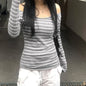 Casual Basic Striped T Shirt Slim O-Neck Long Sleeve Tees Women 2024 Autumn Spring Fashion Streetwear Ladies Underwear