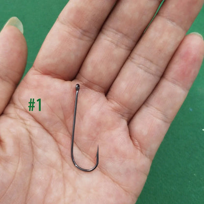 Wifreo 100PCS Aberdeen Long Shank Fish Hook Saltwater Fresh Water Fishing Hooks Sabiki Rig Streamer Fly Hook Size 16 to  2/0 3/0