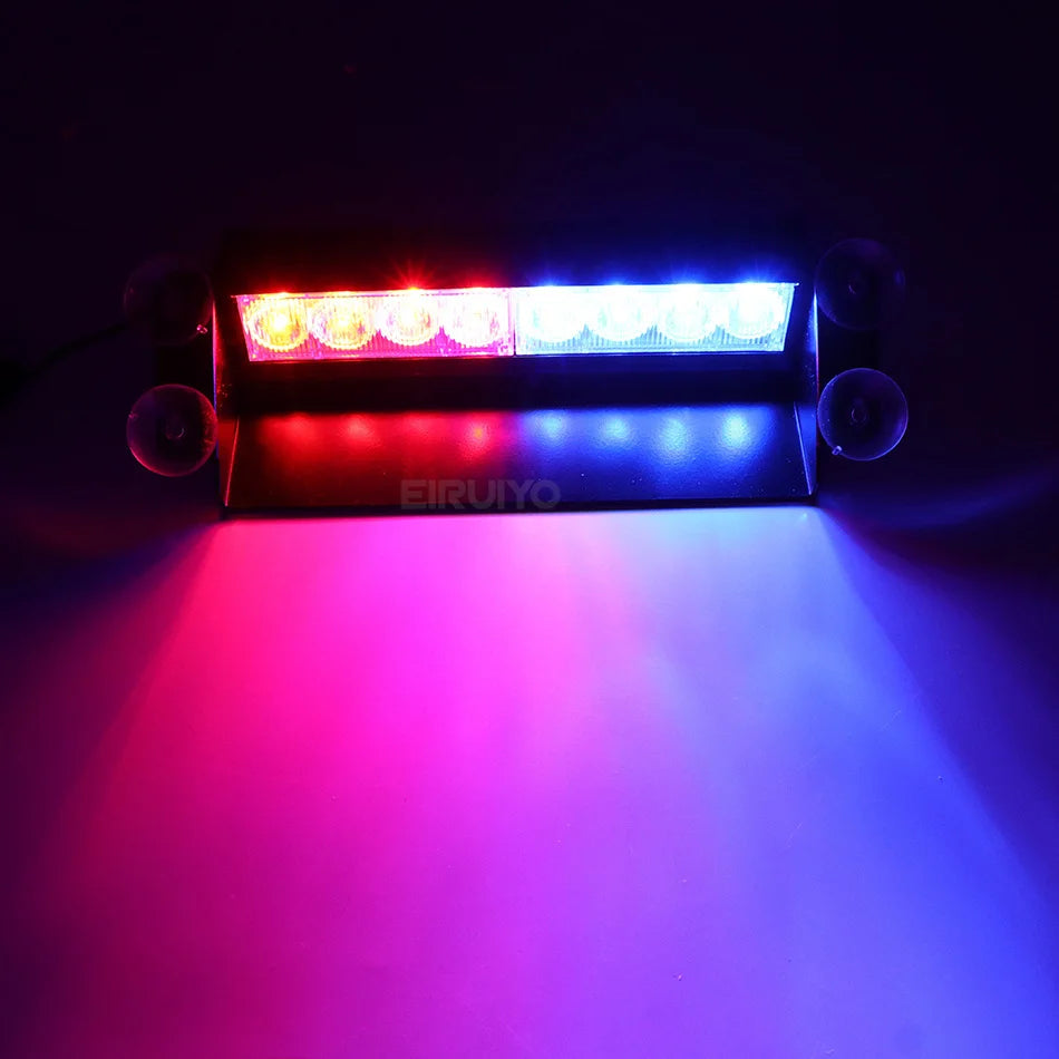 12V Car Flashing Warning Lights LED Police Strobe Lamps DRL Day Running Interior Windshield Suction Truck Automotive Accessories