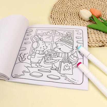 Coloring Book For Adults And Teens Featuring Adorable Christmas Creatures Cartoon Coloring Book To Relax In A Cozy Hygge Moment