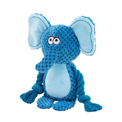 Pet Plush Sound Cotton Rope Fox Frog Elephant Shaped Dog Toy Interactive Tug of War Training Supplies