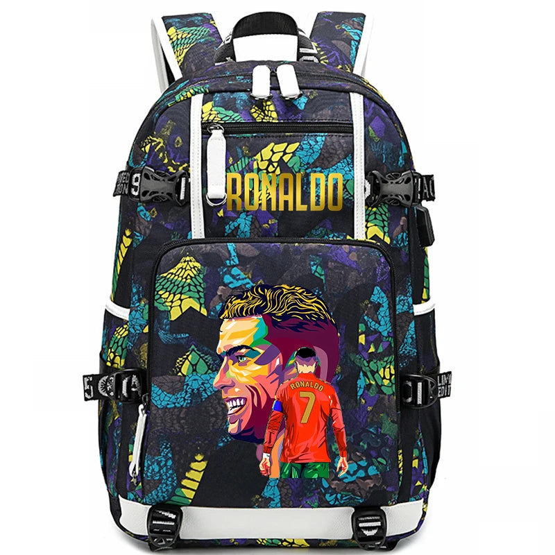 Ronaldo Print Student School Bag Children's Backpack Outdoor Travel Bag