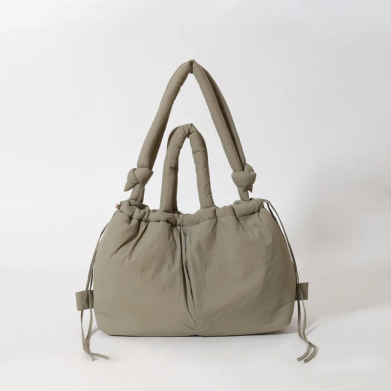 Casual Nylon Soft Padded Handbag Designer Soft Puff Women's Shoulder Crossbody Bag Simple Retro Large Capacity Handbag-ll