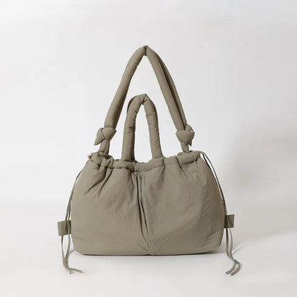 Casual Nylon Soft Padded Handbag Designer Soft Puff Women's Shoulder Crossbody Bag Simple Retro Large Capacity Handbag-ll