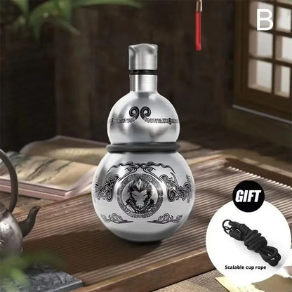 304 Stainless Steel Thermal Insulation Cup Black Game Cosplay Lanyard Outdoor Portable Wukong Theme Gourd Style Water Bottle