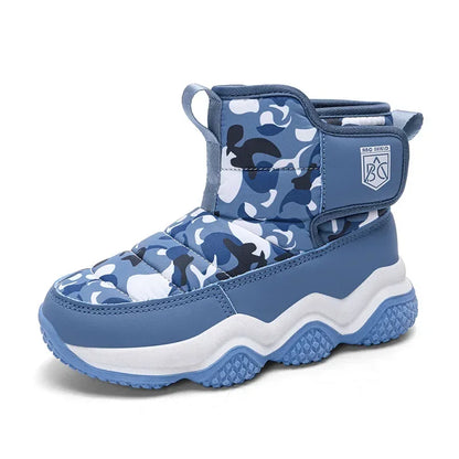 Winter Children Snow Warm Boots Fur Shoes Boys Sneaker Rubber Hiking Shoe Fashion Children Shoes Waterproof Leather Boots Kids