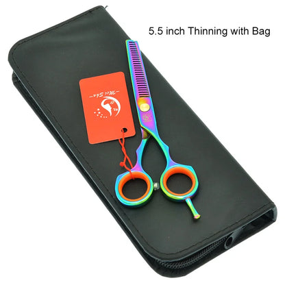 Meisha 5.5 inch Rainbow Hair Cutting Thinning Scissors Set Japanese Steel Hairdressing Shears Barber Salon Haircut Tools A0026A