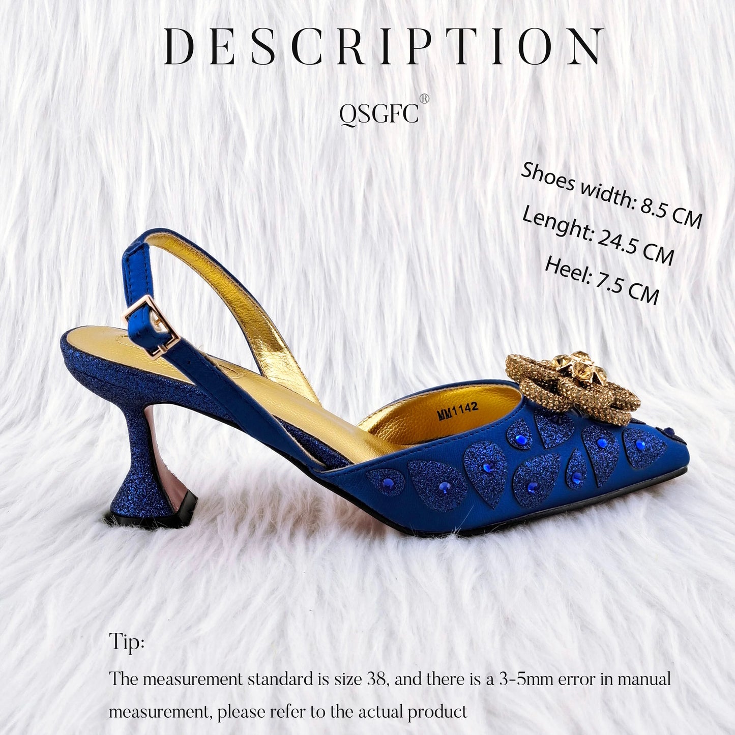 Royal Blue Color Peep Toe Italian Design Women's Shoes and Bag Set for Everyday and Banquet Party Women's Shoes And Bag Set