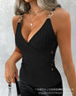Summer New Women's Clothing Solid Color Camisole Retaining Ring Sunken Stripe Vest Top