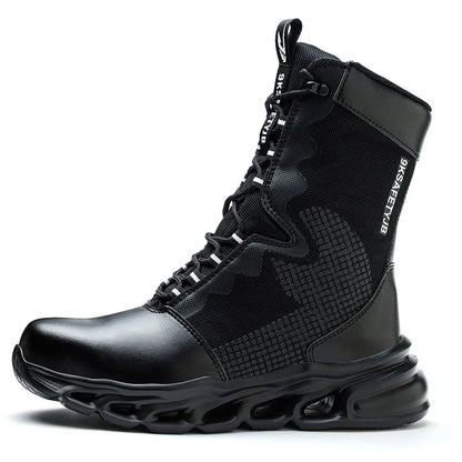 Men Work Boots Safety Shoes Indestructible Steel Toe Shoes Work Shoes Lightweight Security Breathable High Top Hiking Sneakers