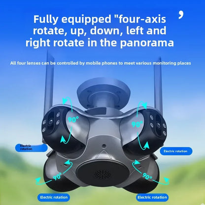 ANSVICAM 10K 20MP HD Four Screens WiFi IP Camera Wireless Outdoor PTZ Four Lens Human Auto Tracking Surveillance Cameras FFVideo