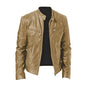 Fashion Mens Leather Jacket Slim Fit Stand Collar PU Jacket Male Anti-wind Motorcycle Lapel Diagonal Zipper Jackets Men 2024