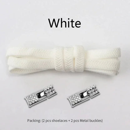 Elastic Laces Sneakers Diamond Cross Locks Shoelaces Without Ties Kids Adult 8MM Width No Tie Shoe Laces Rubber Bands Shoelace