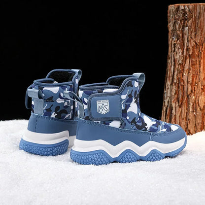 Winter Children Snow Warm Boots Fur Shoes Boys Sneaker Rubber Hiking Shoe Fashion Children Shoes Waterproof Leather Boots Kids
