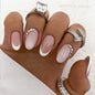 24pcs Black 3D Bow Almond Fake Nails Tips Pearl Love Sequin Design False Nails Art Removable Waterproof Artificial Press on Nail