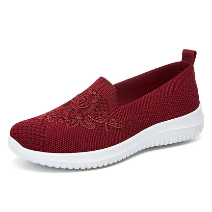 Summer Mesh Knitting Sneakers Women Breathable 2023 Shoes Non-slip Ladies Casual Nurse Office Shoes Ballet Flats