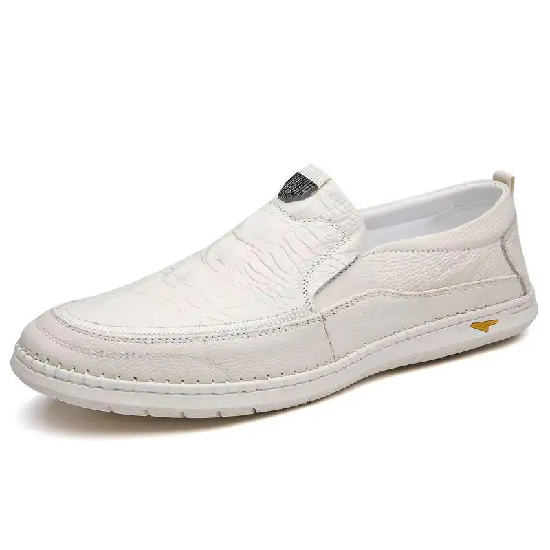 Men Casual Summer Footwear Breathable Mens Leisure Walk Loafers Genuine Leather Moccasins Hollow Out Slip on Male Driving Shoes