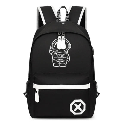2pc Luminous Student Backpack Set Leisure Shoulder Bag Chest Bag Lightweight Large Capacity Schoolbag Travel Bag with USB Socket