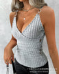 Summer New Women's Clothing Solid Color Camisole Retaining Ring Sunken Stripe Vest Top