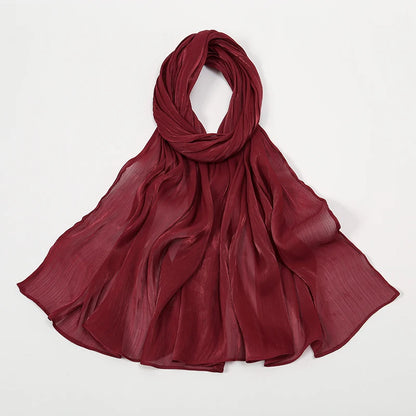 New Premium Silk Crinkle Hijab Scarf Women Shawls Plain Muslim Women Hijabs Breathab Islam Women Turban Pleated Scarf Ramadan