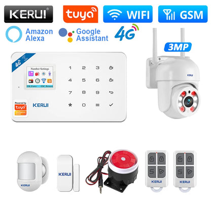 KERUI W184 Home Smart Security Alarm System WiFi 4G GSM Wireless Tuya Control App 1.7 Inch Color Screen Voice Prompt Host