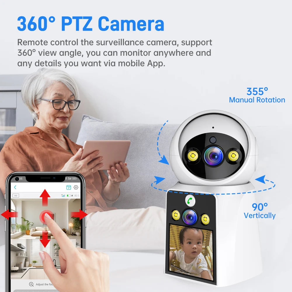DIFANG yoosee 4K Two Way Video Call WiFi Camera, Dual Lens, Auto Tracking, Night Vision, Indoor Wireless Baby Monitor Camera