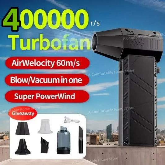 Violent Fan 400000RPM Powerful Air Blower Vacuum Dust Cleaner Type-C Charging Strong Winds Brushless Turbo Jet Blower 2025 New
