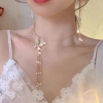 2023 New Fashion Trend Light Luxury Elegant Delicate Pearl Double Layer Heart Necklace Ladies High Jewelry Party Gifts Wholesale