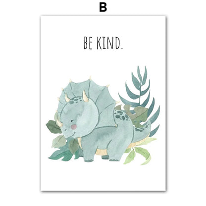 Cartoon Dinosaur Numbers Alphabet Jurassic Dino Nursery Posters Print Canvas Painting Wall Art Picture Baby Kids Room Home Decor