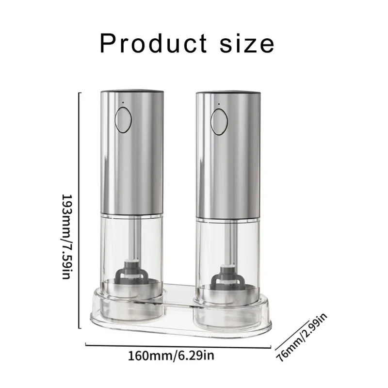 USB Rechargeable Salt Grinder Peppers   Spices Mill Adjustable Coarseness Mills Electric Automatic Salt and Pepper Grinder Set
