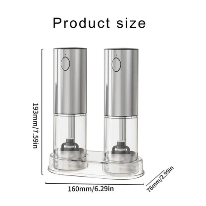 USB Rechargeable Salt Grinder Peppers   Spices Mill Adjustable Coarseness Mills Electric Automatic Salt and Pepper Grinder Set