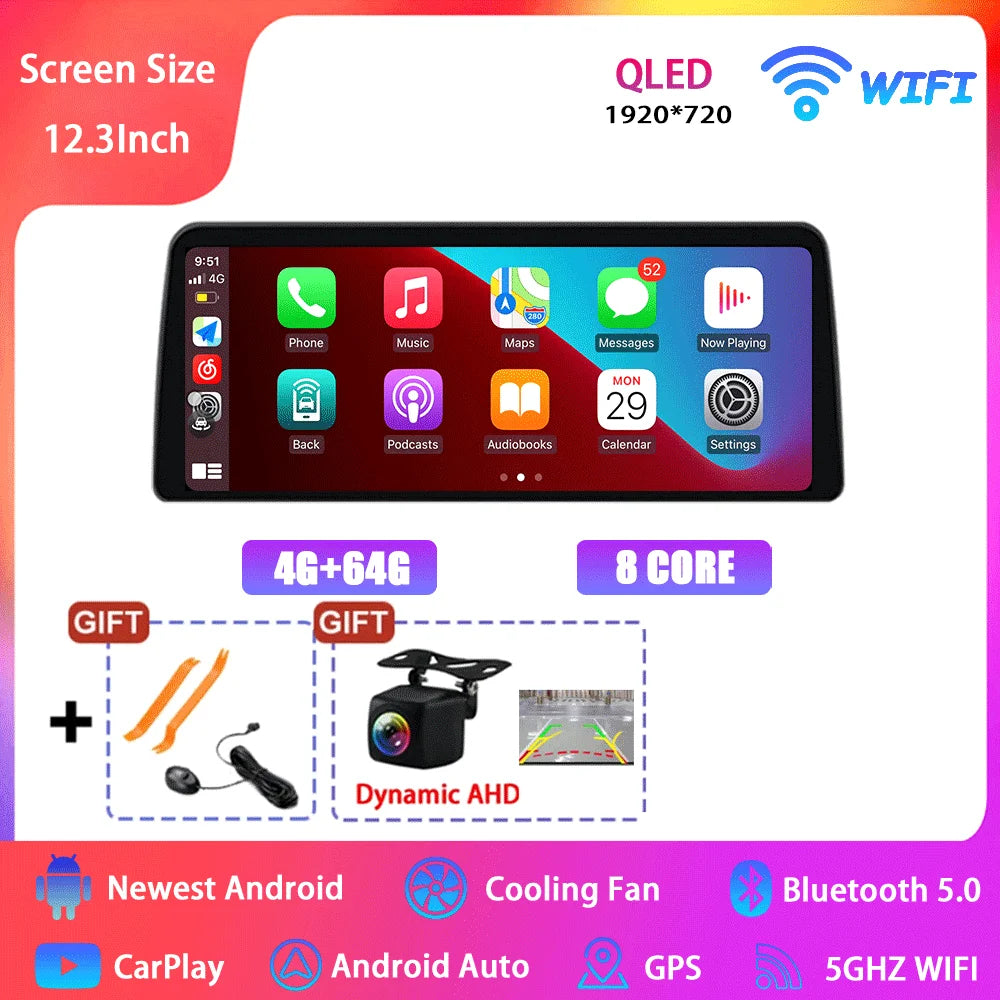 12.3  For Mazda 3 Mazda3 3 Axela BM 2013 - 2019 Android 14 QLED Screen GPS Car Radio Video Player Multimedia Navigation Carplay