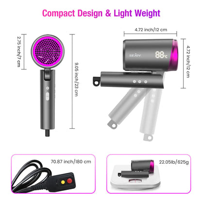 SEJOY Hair Dryers 1800W Professional Salon Hair Dryer Ionic Blow Dryer with Negative Nozzle