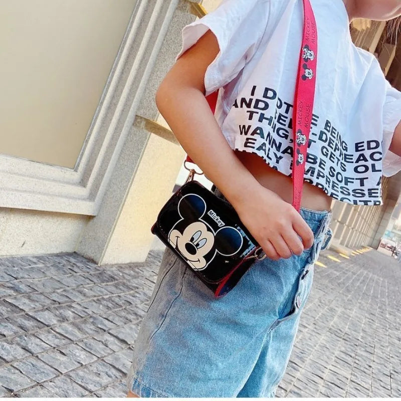 Disney Mickey Children's Bag Minnie New Shoulder Bag Cute Cartoon Crossbody Bag Trendy Mini Square Bag Fashion Coin Purse