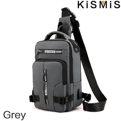 KISMIS Men's Multifunction  Messenger Bag Shoulder Cloth Chest Bags Crossbody Casual Man USB Charging Handbag