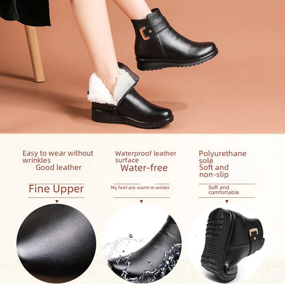 Warm Cotton Winter Shoes Fleece-lined Anti-slip Autumn/winter Flat Mom Shoes Ideal For Elderly Middle-aged Women