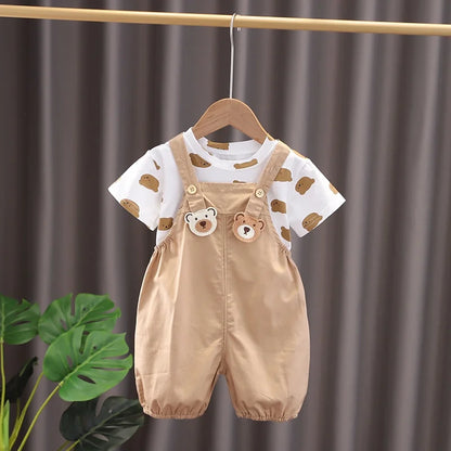 Kids Brother sister Clothes Children Baby Boy/Girl Cartoon T-Shirt Bib Shorts 2pcs/sets Summer Fashion Casual Tracksuit 0-5Years