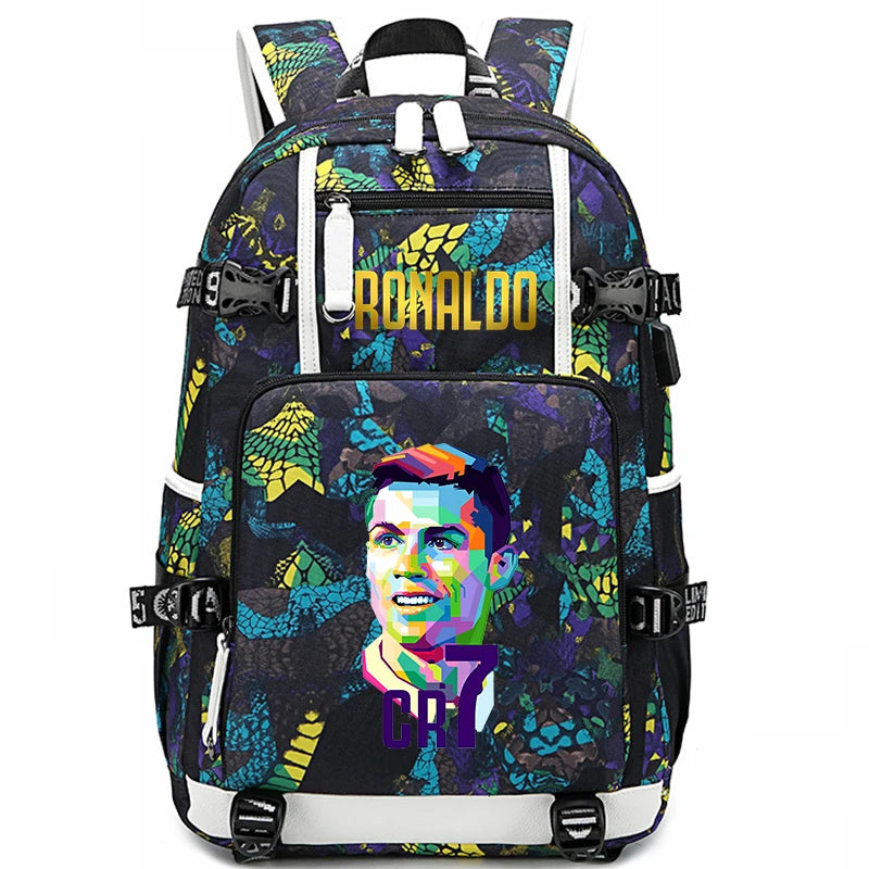 Ronaldo Print Student School Bag Children's Backpack Outdoor Travel Bag