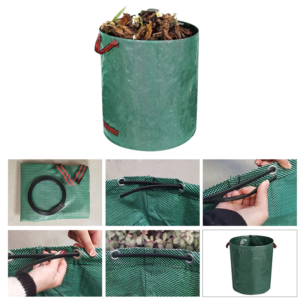 50-500L Foldable Garden Waste Bag Large Capacity Leaf Sack Light Storage Bag Garbage Wastebasket Garden Leaves Debris Trash Can