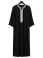 Fashion Islam Men Clothing Moroccan Kaftan Red Embroidered Loose and Breathable Djellaba Abaya Jubba Thobe for Male Muslim Robes